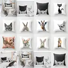 Прекрасный чехол для подушки, диванная подушка в виде кошки для гостиной, дивана, поясная подушка, задняя подушка, прикроватный декор, наволочка для подушки, подарок для девочек