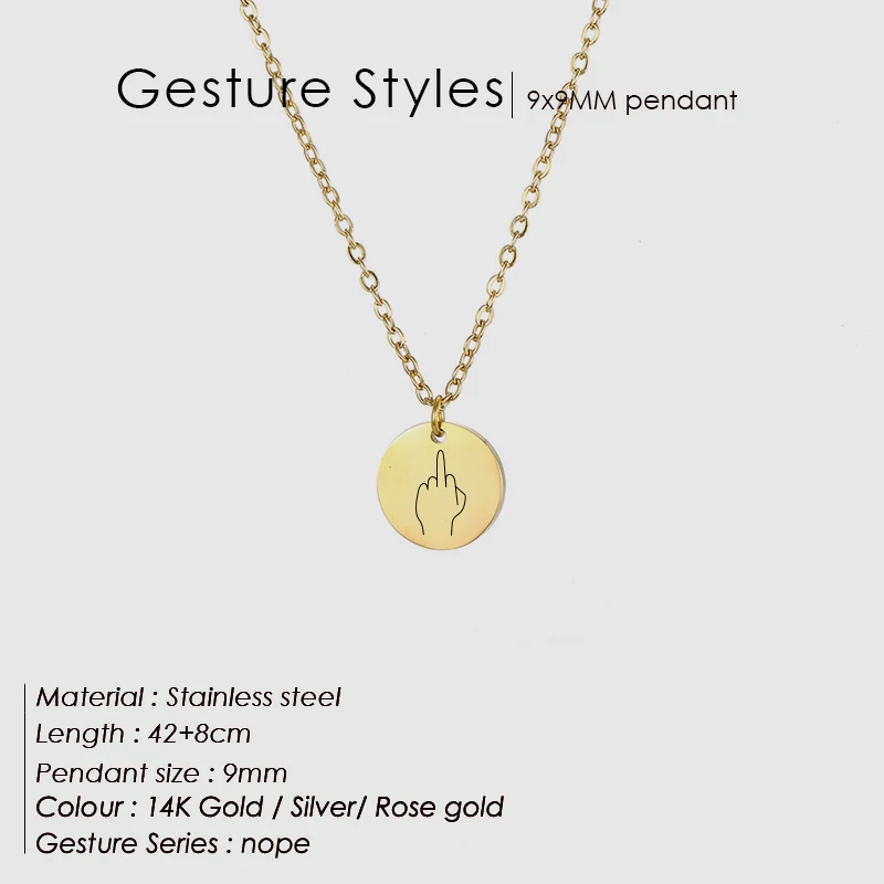

Personalized Engrave Hand Gesture Pendant Necklace for women 316L Stainless Steel Necklace women Korean style Fashion Jewelry