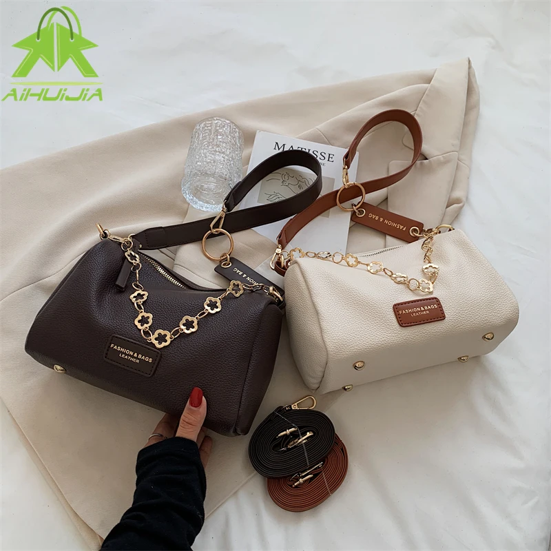 

Fashion Luxurious New Chain Women Shoulder Crossbody Bags New Autumn Solid Color Square Messenger Bag 2021 Trend Female Handbags