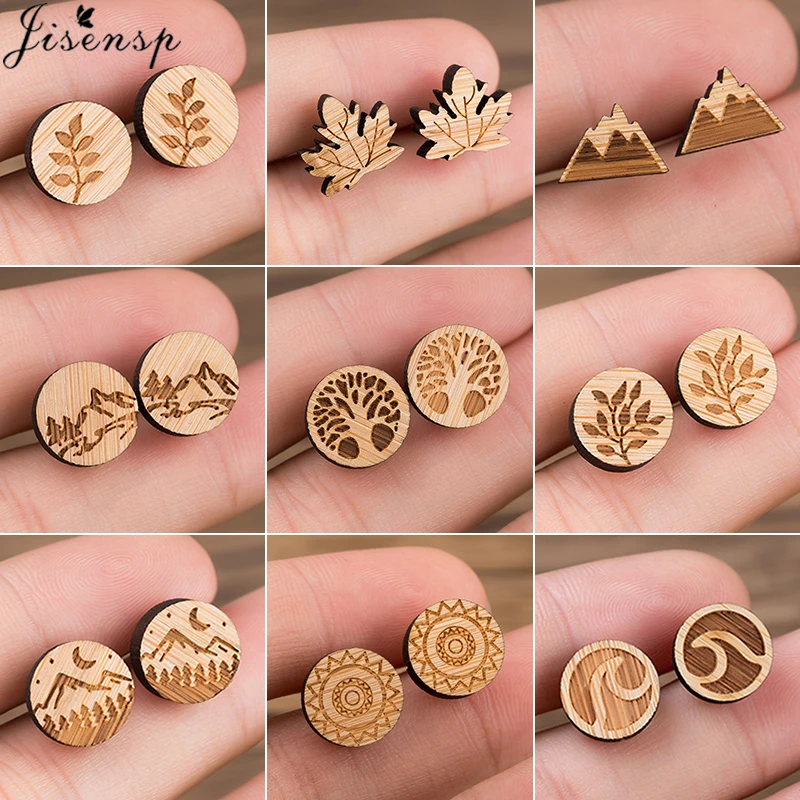 Jisensp богемные винтажные деревянные серьги для женщин ювелирные изделия с