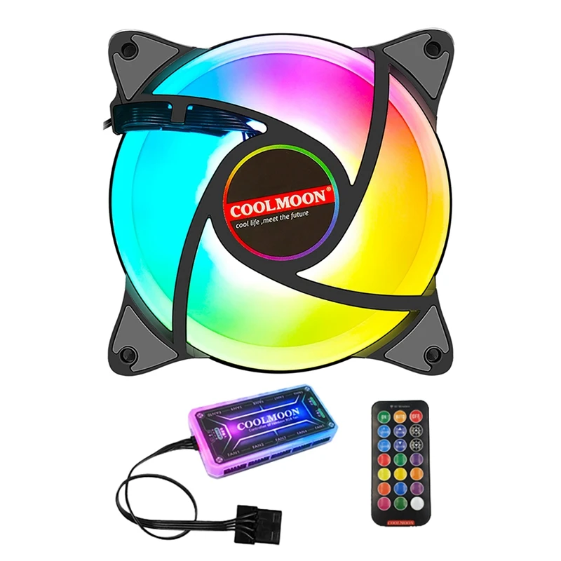 

COOLMOON компьютер чехол PC Вентилятор охлаждения RGB настроить 120 мм 6Pin тихий + ИК-пульт дистанционного управления новый компьютерный радиатор RGB ...