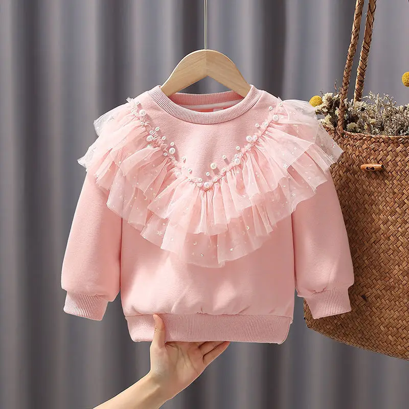 

Высококачественный вязаный и бархатный свитер принцессы для девочек, детская осенне-зимняя одежда для детей