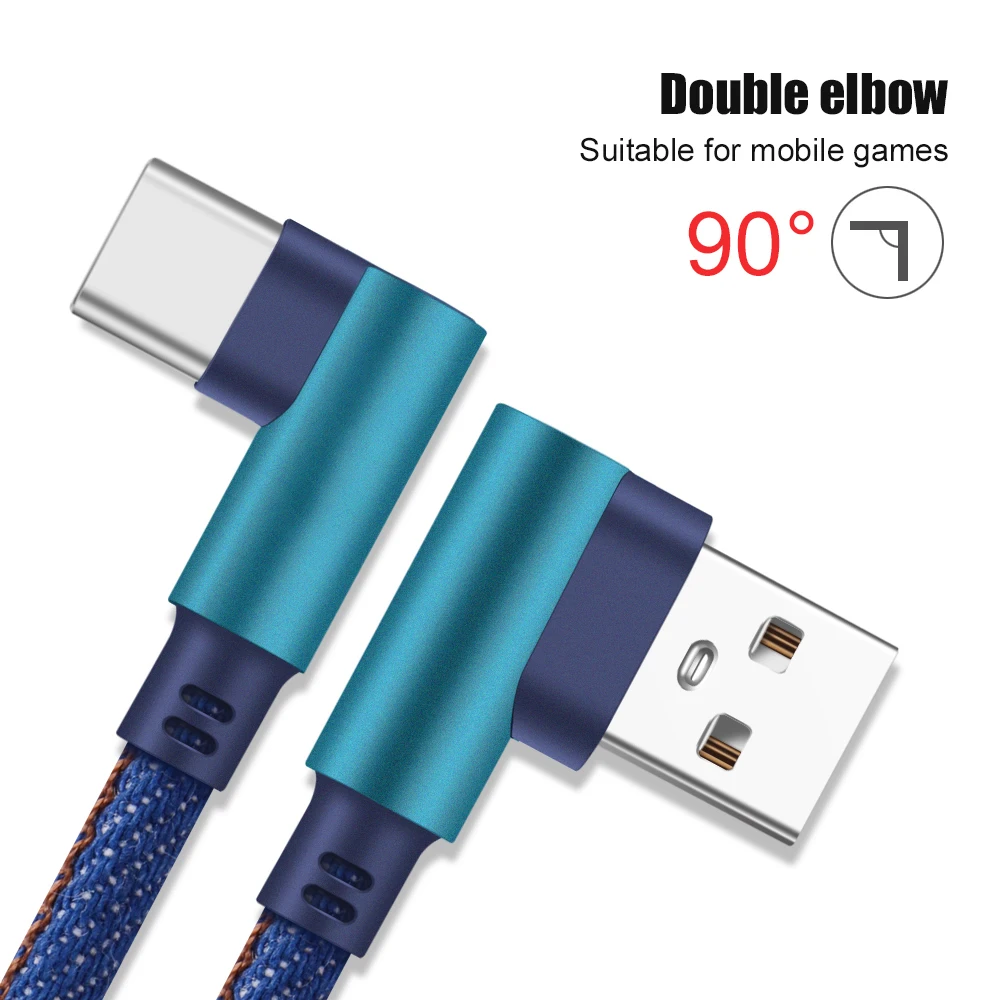 90 градусов быстрый зарядный кабель с разъемом типа C USB для Samsung S9 S10 Xiaomi Кабель usb-c