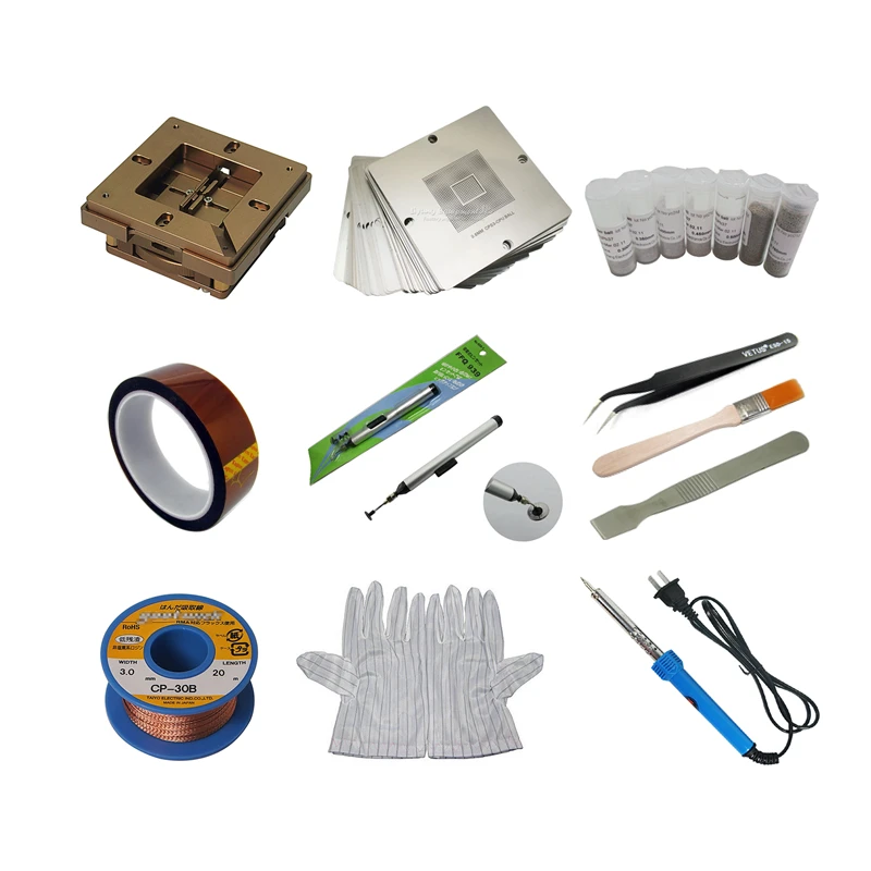 Набор для ремонта BGA трафареты 90 мм паяльной станции пинцеты проемы игровой