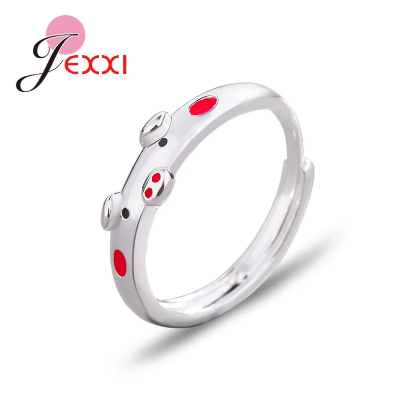 

New Arrivals Women Cute 925 Sterling Silver Animal Pink Pig Opening Rings Lovers Lucky Birthday Gift Jewelry