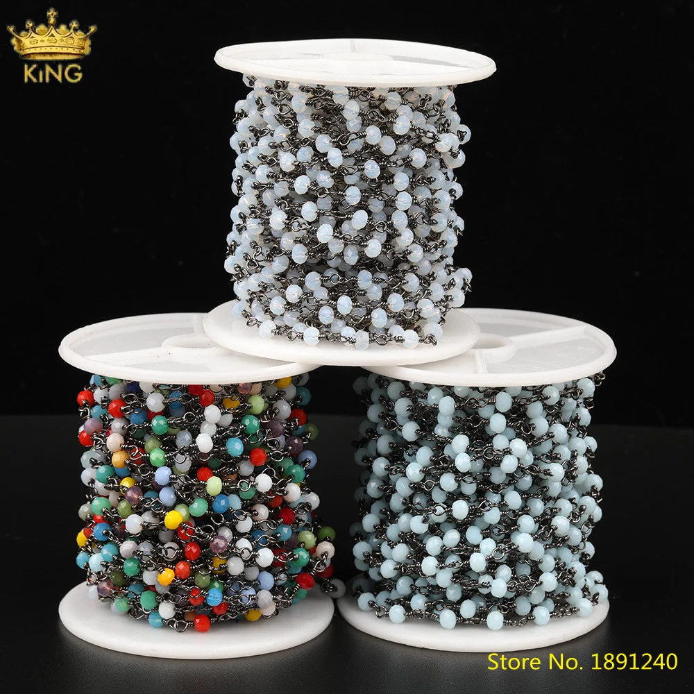 Распродажа 5 метров 3x4 мм Крошечные стеклянные четки граненые небесно голубые