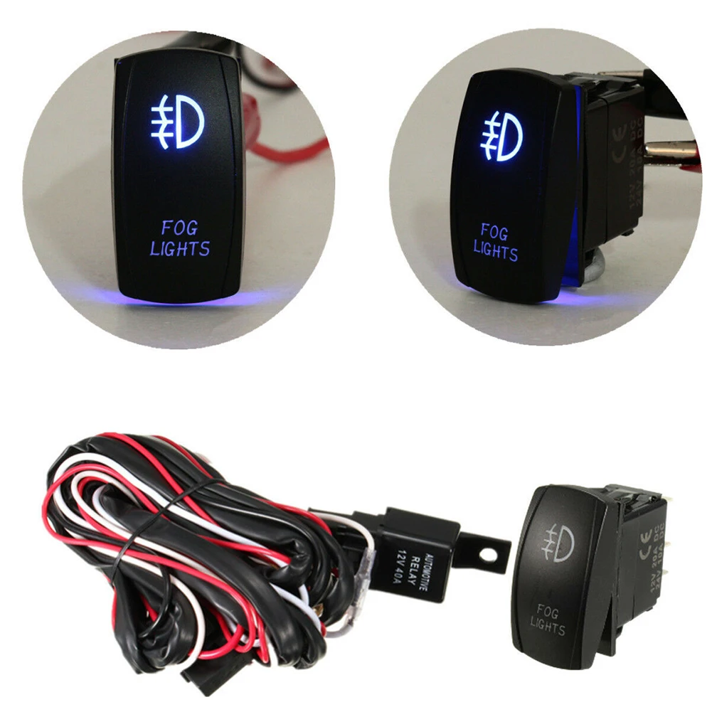 

Universal Blue LED Fog Light Driving Lamp Wiring Harness Fuse Switch 12V 40A