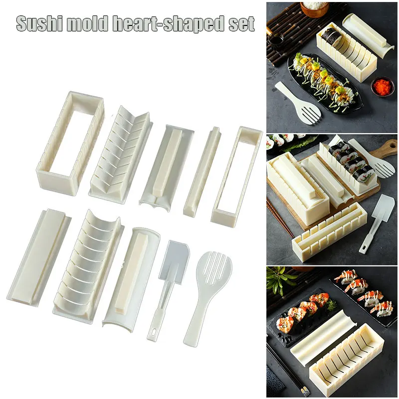 

10 Pcs DIY Sushi Maker Complete with Sushi DIY Sushi Set Easy and Fun Sushi Rolls Heart Shape SCVD889