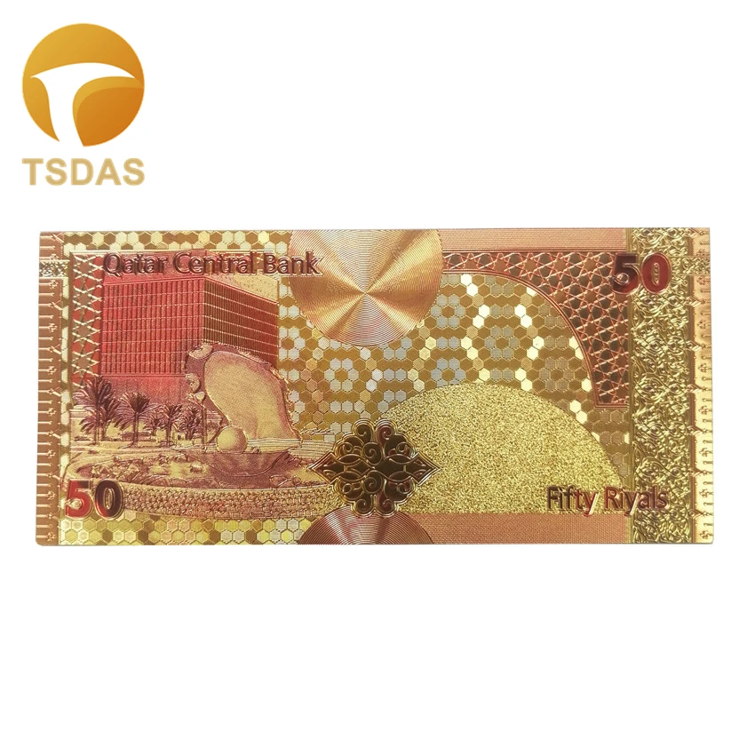 Деловые сувенирные подарки красочная Золотая фольга для банкнот 50 катарских