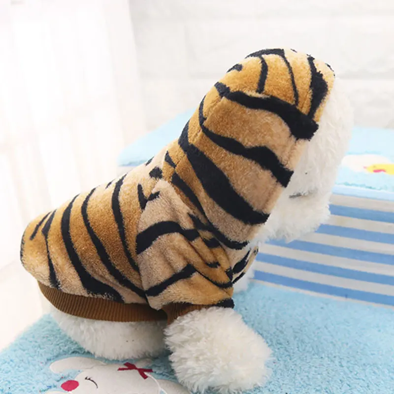 

New Fashion Dog Coats Jacket Pet Clothing Tiger Hoodies Winter Pet Puppy Small Pet Dog Clothes Winter Warm Flannel Coat Puppy