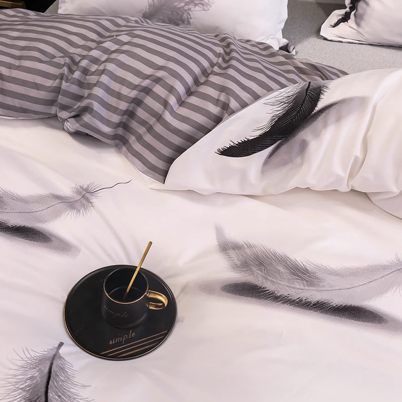 

Nordic white bedding set duvet cover pillowcase 3pcs bed linen queen king single size bed set for home