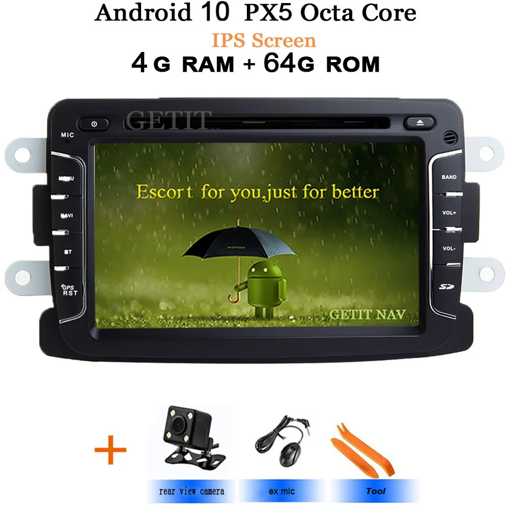DSP чип ips автомобильный мультимедийный плеер Android 10 Automotivo 2 Din для Dacia/Sandero/Duster/Renault/Captur/Lada/Xray 2/Logan 2 GSP - Цвет: IPS 4G-Rear cam