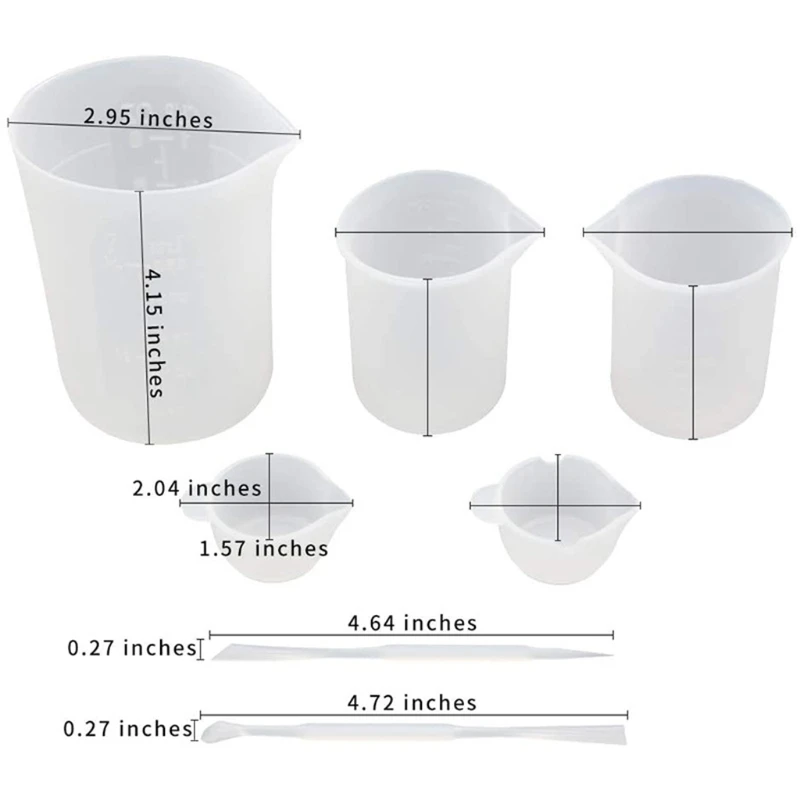 

7 Pcs Silicone Measuring Cups Mixing Cup Dispensing Stirrer Stirring Rods DIY Handmade UV Epoxy Resin Tools Kit