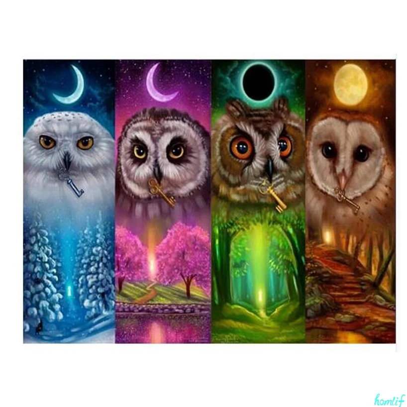 5D рукоделие Алмазная мозаика картина &quotчетыре сезона сова&quot вышивка полный