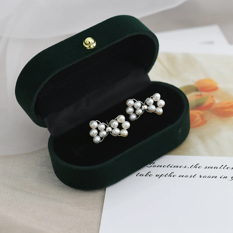 

ASHIQI Natural Freshwater Pearl Earrings 925 sterling silver Hand Woven Bow Jewelry Wedding Jewelry Women