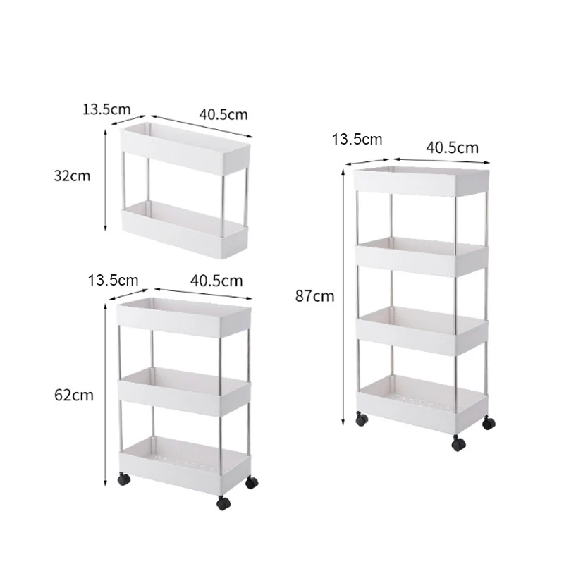 

2/3/4 Tier Slim Storage Cart Removable Storage Rack Mobile Shelving Unit Organizer Slide Kitchen Bathroom Trolley Floor Shelf