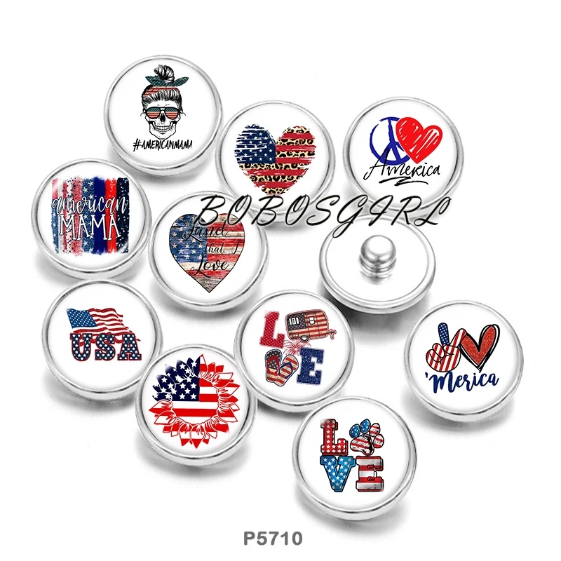 

USA 4th Of July Love America 12mm/18mm/20mm/25mm/30mm Round Glass Cabochon Flat Back Making Findings P5710