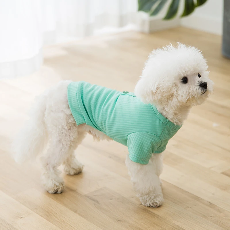 

New Summer Thin Pet T-shirt Macaron Color Buttoned Shirt Pets Dogs Clothing Short Sleeve Cute Breathable T-Shirts