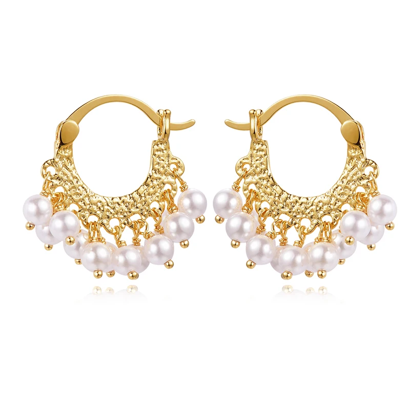 Piara Круглый Гладкий перламутровый обруч с покрытием из 18-каратного золота |