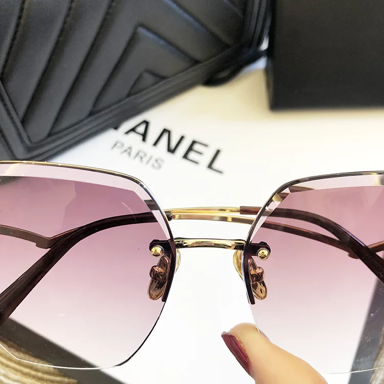 Fashion Rimless Sunglasses For Women Big Luxury Brand Designer UV400 Glasses Female Gradient Shades Women's accessories