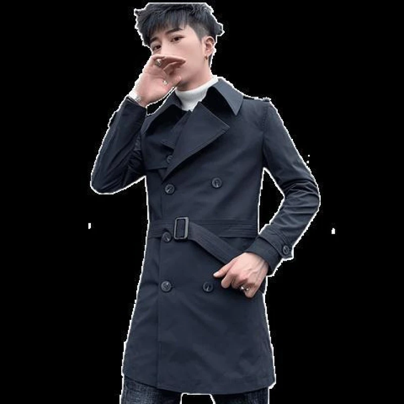 

2021 Spring Fashion Loose Suit Collar Windbreaker Men's Trend Korean Version of The Thin Belt Lapels Casual Coat