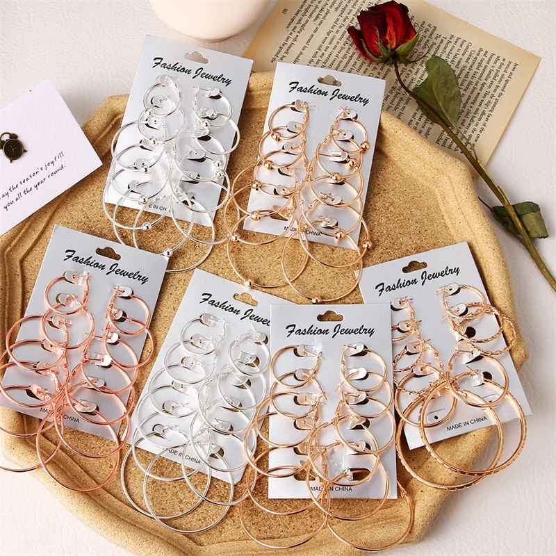 IFMIA 6 пар бриллиантовые большие круглые серьги модные украшения для женщин и