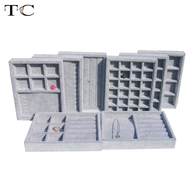 Серый мягкий Бархатный поднос для ювелирных изделий серег ожерелий подвесок