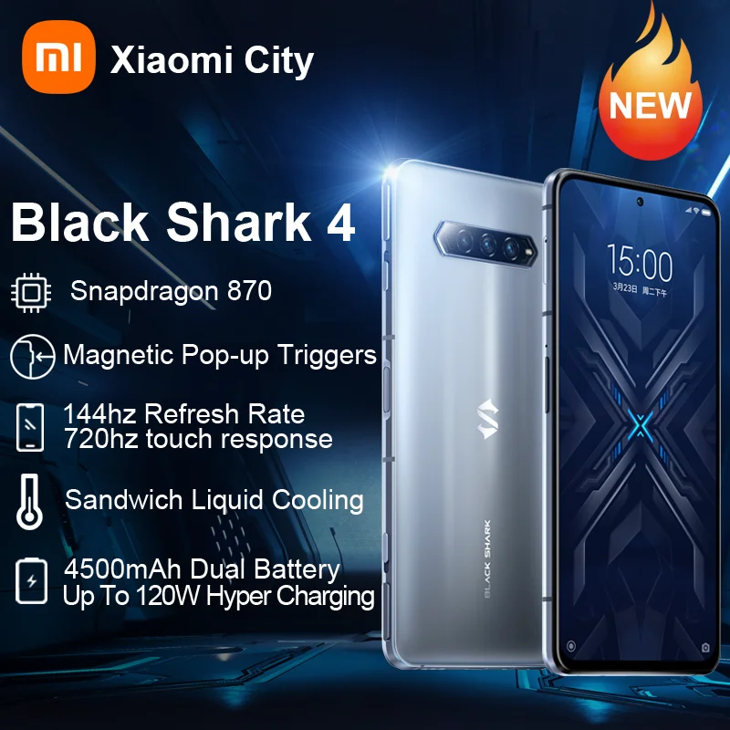 Original Global Version Black Shark 4 Global Smartphone Xiaomi Blackshark 4 6gb8gb12gb Ram 128gb and 256gb Rom Gaming Phone