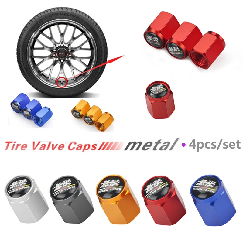 4 шт. Металлические колпачки для воздушных клапанов автомобильных колес Honda Mugen