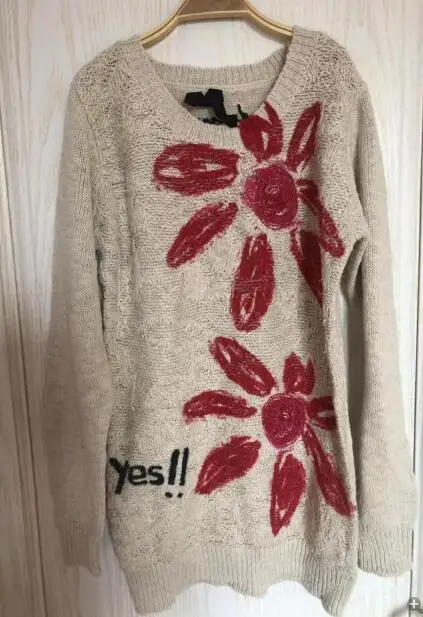 16 DESIGUAL испанский Deg стиль мульти Тип эластичный с длинными рукавами один воротник трикотаж джерси свитер - Color: 16