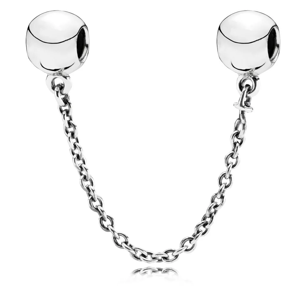 

6 Style 925 Sterling Silver Heart With Bow Diy Safety Chain For Original Pandora Charms Women Bracelets & Bangles Jewelry