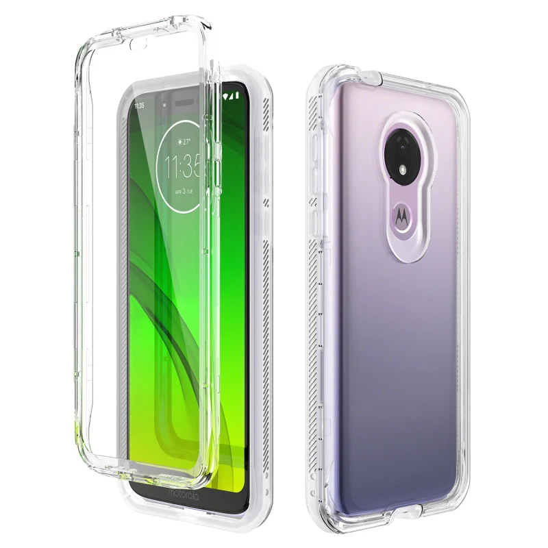 Hard Back Case for Motorola Moto G7 Power Play Full Cover with Built-in Screen Protector Shock Absorption Case for Moto G7 Play - Цвет: Transparent