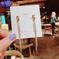 2021 luxury earring s letter tassel earrings imitation pearl crystal alphabet brand ear studs bar long thread earring for women
