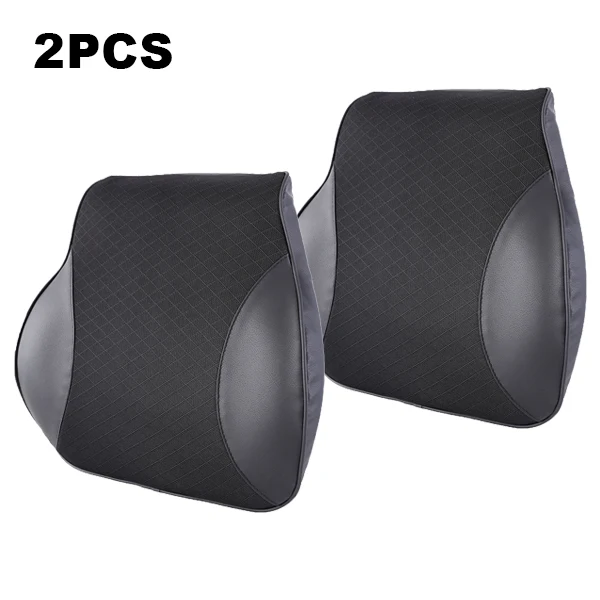 2 PCS Pillows Автомобильная подушка из пены памяти, теплая дышащая подушка для шеи, Кожаная подушка для поясницы, универсальная подушка под спину, автомобильные аксессуары - Цвет: 2 PCS Pillows