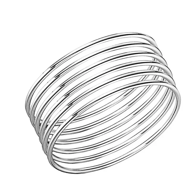 Модные гладкие модные браслеты для женщин 10 шт. серебристого цвета лидер продаж |