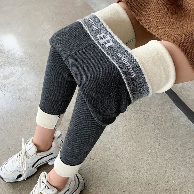 

Thicken Fleece Thermal Leggings Women Workout Ribbed High Waist Large Size Stretch Winter Leggings For Women Warm Pants Tights