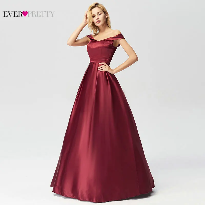 Вечерние платья Длинные Ever Pretty элегантные трапециевидные бордовые с открытыми плечами без рукавов новое поступление платья для особых случаев свадьбы