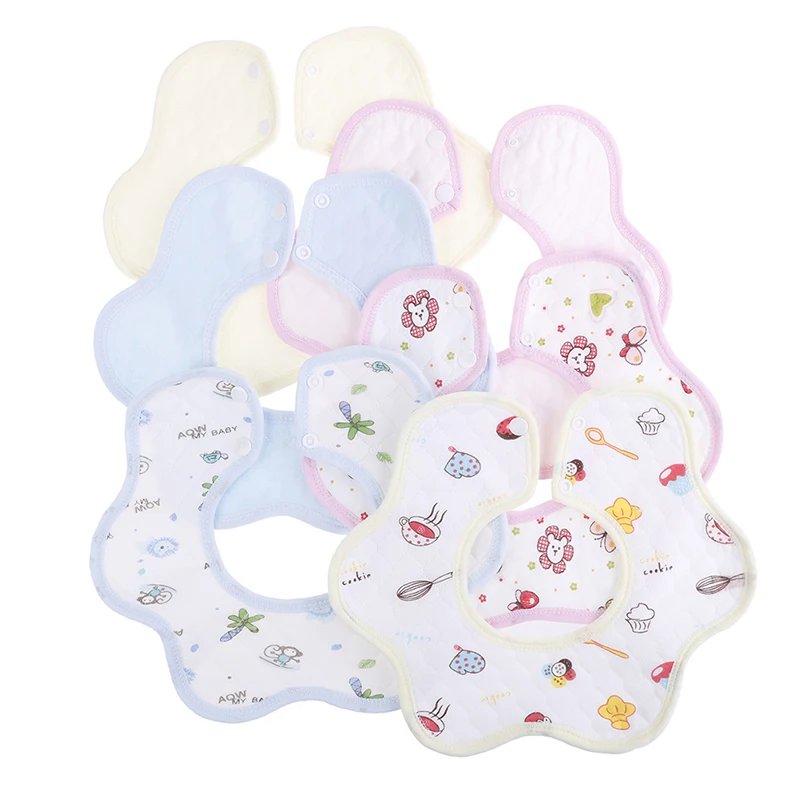 Babero giratorio de algod&oacute;n suave para beb&eacute;, Baberos redondos de 360 grados, estilo de flores, Bandana para reci&eacute;n nacido, pa&ntilde;os para eructar, bufanda de alimentaci&oacute;n-2