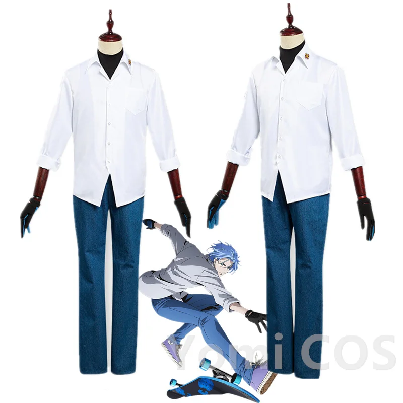 

New Anime SK EIGHT SK8 the Infinity Langa Hasegawa SNOW School Uniform Outfit Cosplay Costume Men Tops Pants Wig Full Set Party