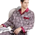 Высококачественная Шелковая пижама Пейсли, мужская рубашка с длинным рукавом и брюки, комплект из двух предметов для сна, женская пижама, домашняя одежда для мужчин