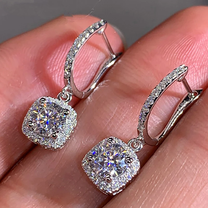 

Classic Square/ Heart Shape Women Stud Earring Full Paved CZ Zircon Stone Luxury Female Wedding Earring Jewelry New Arrival Item