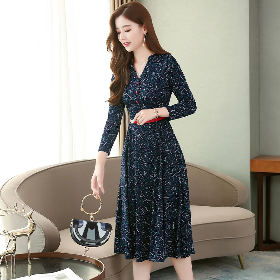 Винтажное Хлопковое платье-миди Boho с принтом; сезон осень-зима; 3XL; большие размеры; платье с длинными рукавами; элегантные женские облегающие вечерние платья