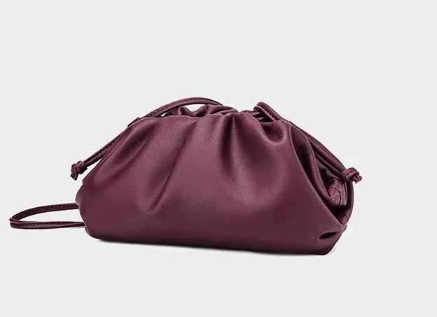 Medium wine red Новинка, высокое качество, коровья кожа, сумка на плечо, женская, простая, сплошная, Пельменная, посылка, для девушек, индивидуальная, большая вместительность, сумки - Цвет: Medium wine red