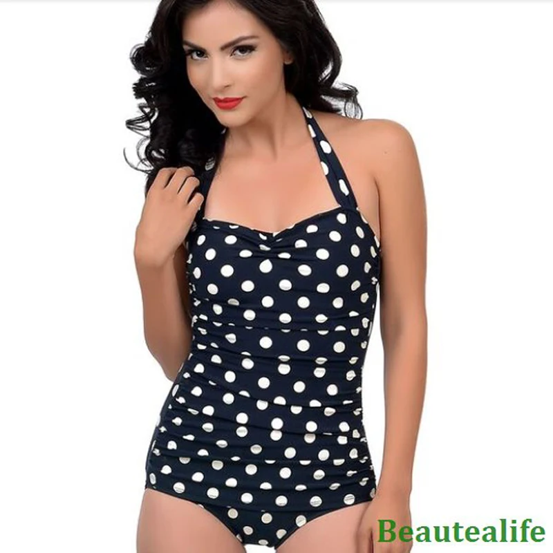Сексуальный цельный купальник в горошек большого размера Женский монокини с