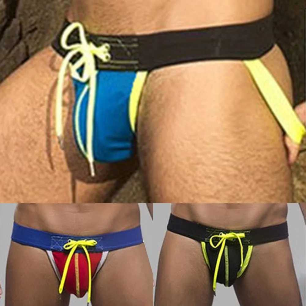 

Men Briefs Underwear Sexy Thongs Cotton Breathable Thongs Low-Rise Bikini G-String Solid Pouch U Convex Underpants