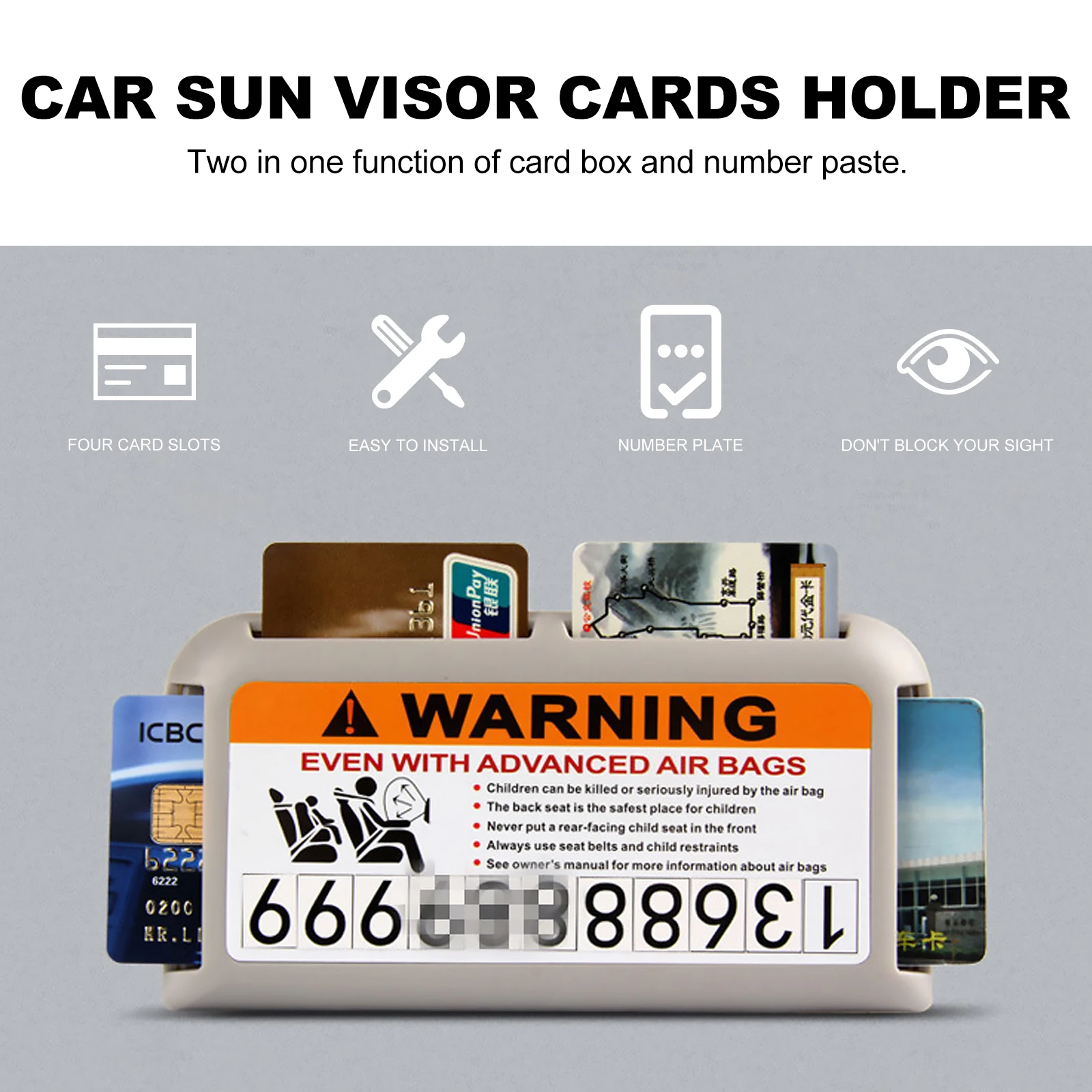 

2Pcs Car Sun Visor Mount Cards Clip Organizer Car Plastic Cards Holder Supplies