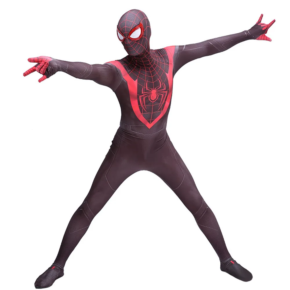 Miles Morales Cosplay Costume Combinaison Enfants Spider-Man Spandex Zentai Révélateurs 