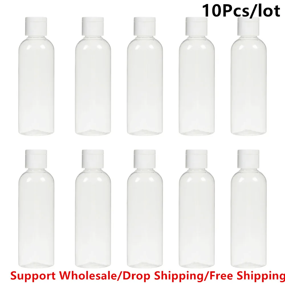 

10Pcs 100ml Plastic Clear Shampoo Bottles Empty Vail for Travel Makeup Container Portable Travel Cosmetics Flip Lotion Bottle