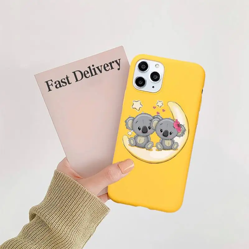 

koala bear Animal cartoon cute Phone Case Candy Color for iPhone 6 7 8 11 12 s mini pro X XS XR MAX Plus