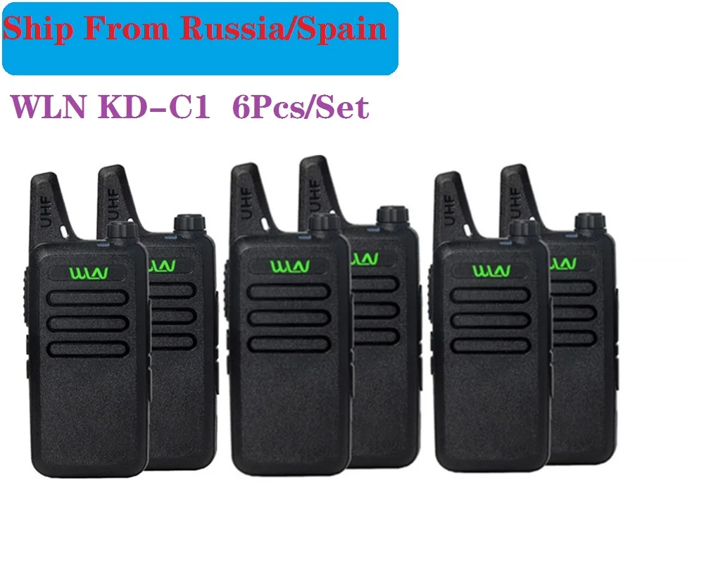 6pcs high quality WLN KD-C1 Mini Wiress Walkie Talkie UHF Handheld Two Way Radio station Communicator Transceiver ham radio
